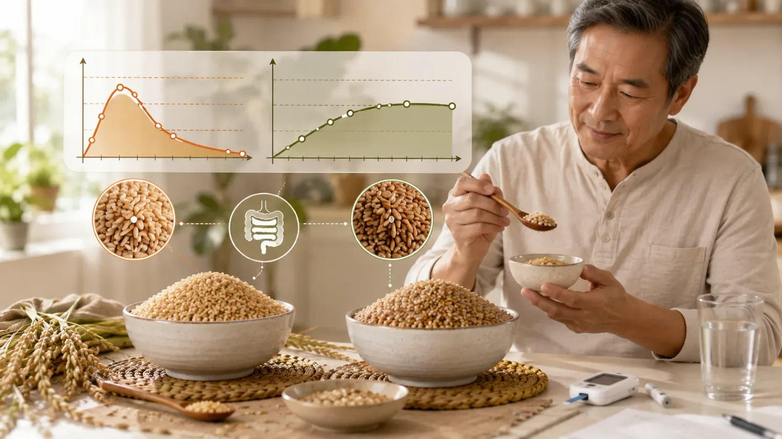 40岁以上血糖偏高人群选糙米 对比普通糙米升糖速度与膳食纤维含量有何差异